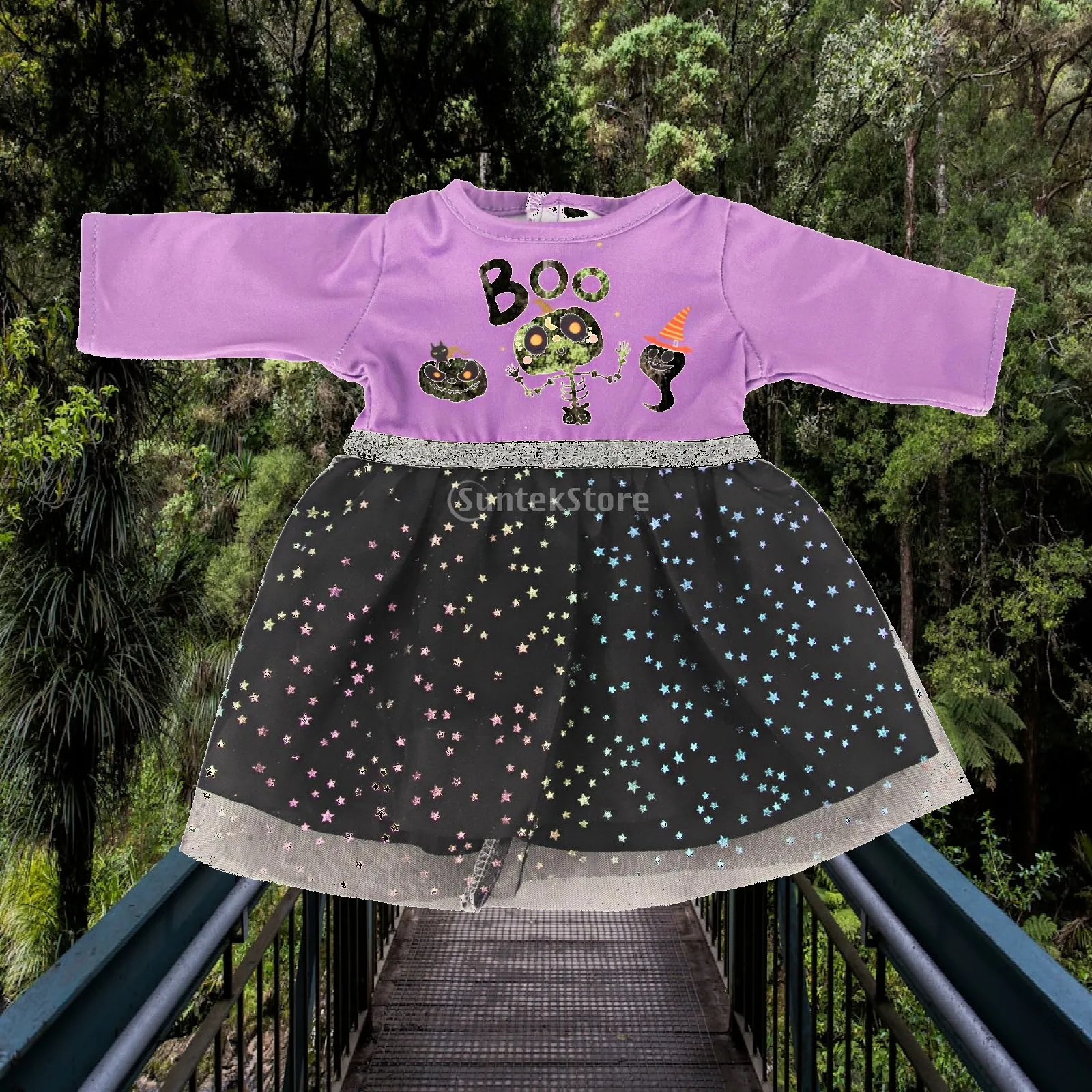 18 Inch Doll Halloween Costume Fabric Party Dress Outfit Clothes for Girls Doll Set with Hat Accessory
