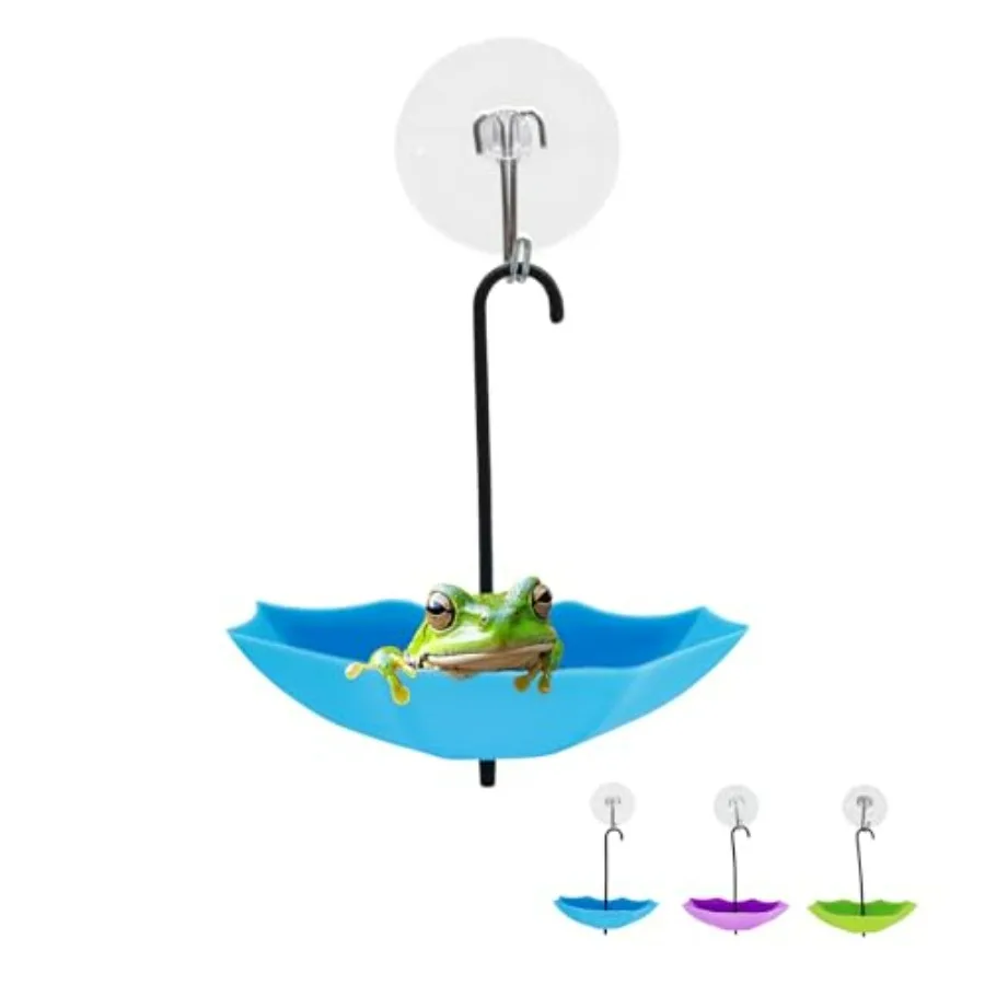 

3 Pack Plastic Umbrella Decorations with Suction Cups, Frog Habitat Platform, Reptile Decorations for Terrarium, Frog Tank Acce