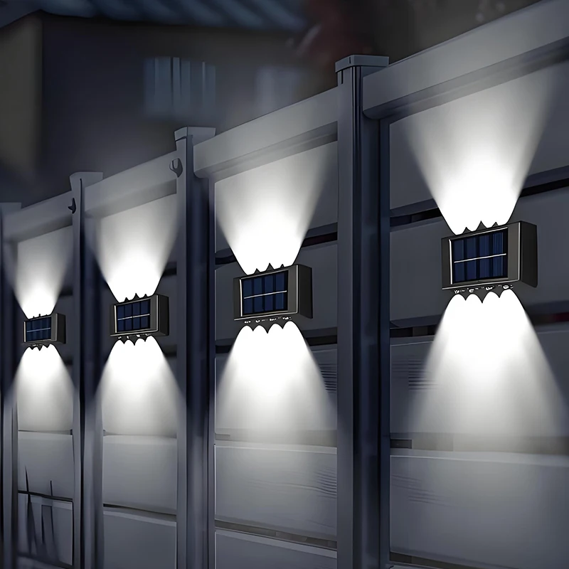 Solar Fence Lights Outdoor Garden Up-Down Lighting Decor Waterproof Wall Lights for Balcony Porch Courtyard Street