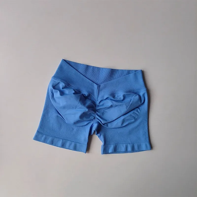 Nahtlose Yoga-Shorts für Damen, V-Rücken, Taillenbetonung, Workout, Fitness, Po-Lifting, Gym, schnelltrocknende Laufshorts, Sportbekleidung, Sport-Shorts – Detail 12