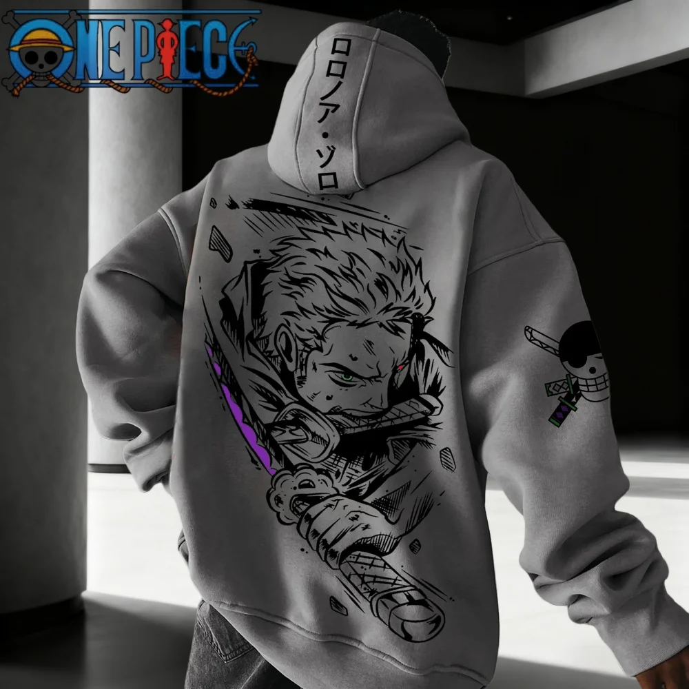 원피스 남성 후드티 스포츠웨어 로로노아 조로 일본 애니메이션 2025 가을/겨울 남녀 공용 순면 후드티