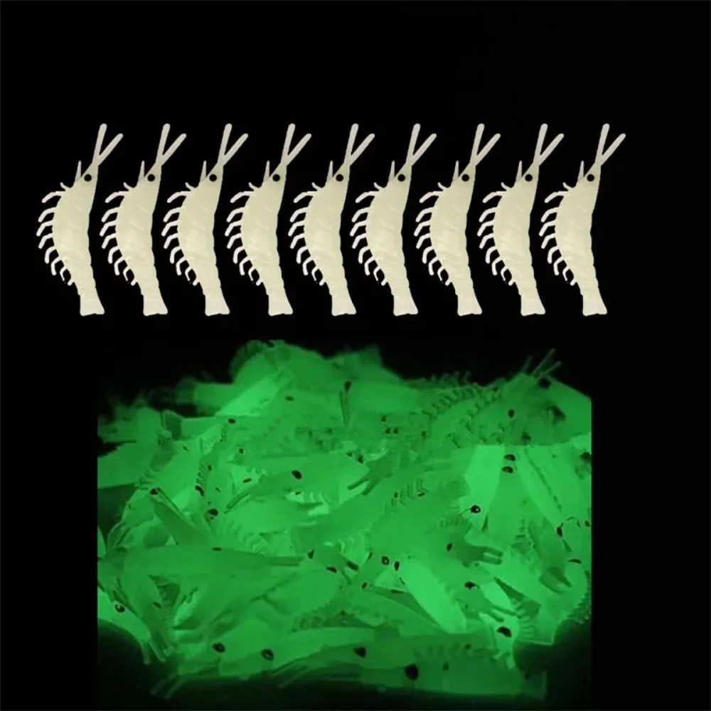50 pieces of illuminated shrimp fishing lures. Soft type fishing bait, suitable for catching bass and tilapia. Fishing bait.