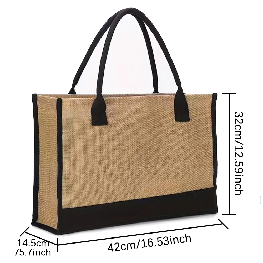 Tote Bag Fashion Jute Bag Portable Beach Shoulder Shopping Casual Beach Bags Large Capacity Handbag Printing Wood Art Series