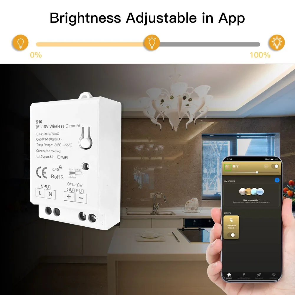 MINI ZigBee 0-10V 1-10V Dimmer AC100-270V Controller LED Smart Home APP Controllo wireless per Smartthing Tuya Hub Echo Plus Alexa