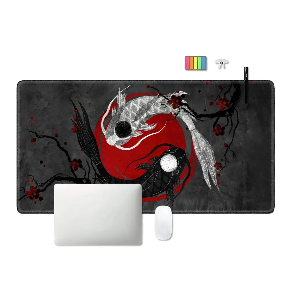 لوحة ماوس كبيرة من Tai Chi Fish Gamer XXL لوحة ماوس ألعاب مطاطية مقاومة للماء للكمبيوتر المحمول الكبير بساط مكتبي للعبة حصيرة ماوس محايدة #4