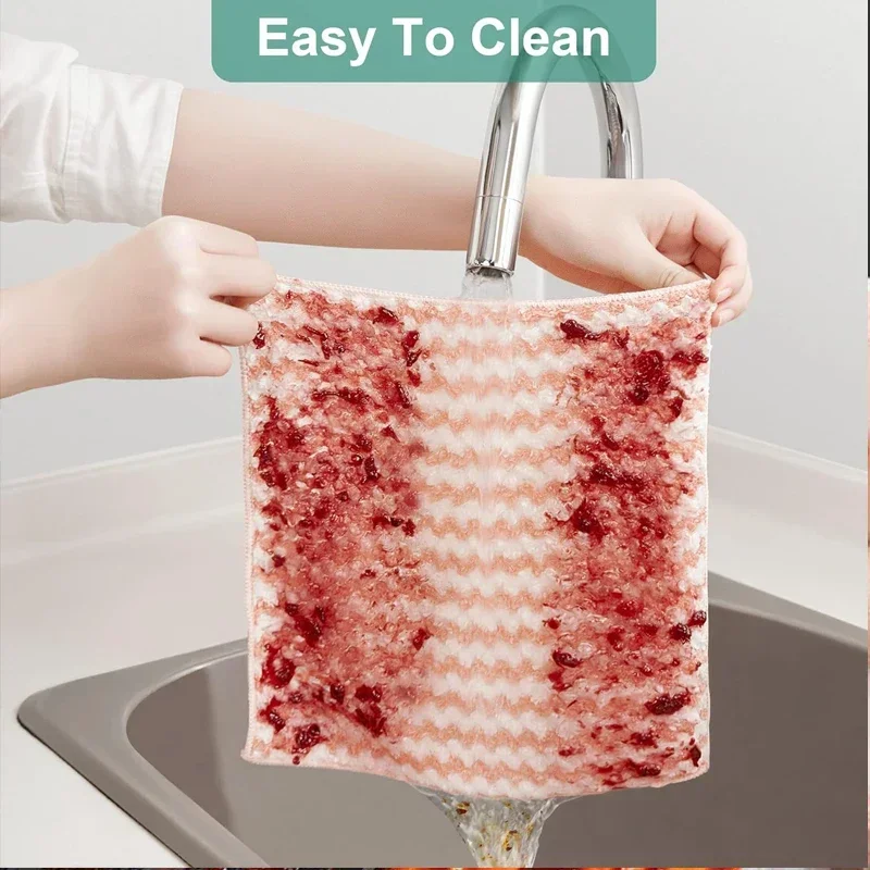 Microfiber Cleaning Cloth Velvet Thickened Dishcloths High Absorbent Scouring Kitchen Washing Dish Rags Household Wipe Towels