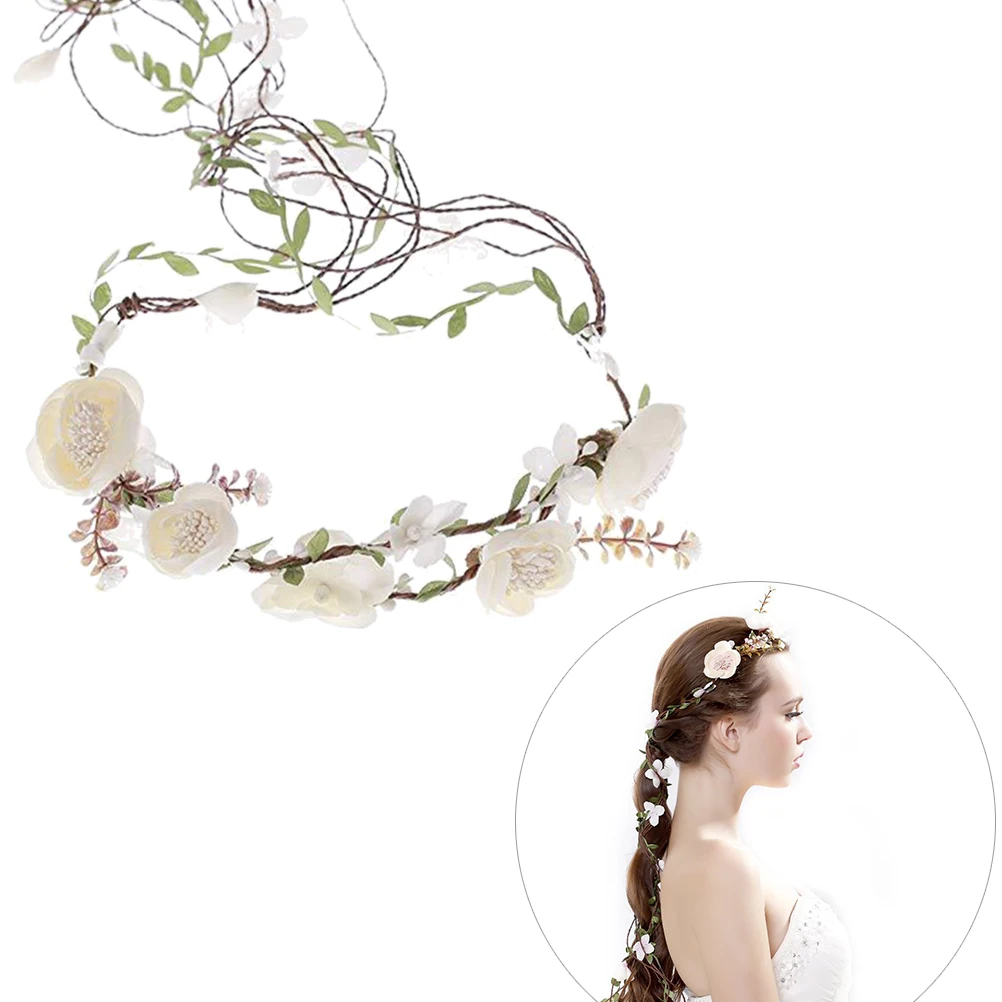 

Floral Headband Garland Wedding Hairband Bridal Headdress Floral Crown Headband Flower Crown Adjustable Fits Most Heads