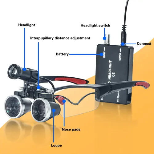 Imagen 2 del producto Exp 3.5X/2.5X con lupa LED binocular lupa dental belleza quirúrgica lupa médica