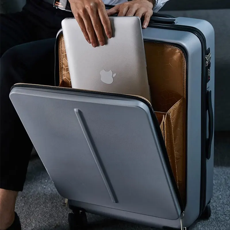 Bagagem para laptop com abertura frontal, pequeno carrinho de embarque, caixa de viagem de negócios masculina, conjunto grosso, separação seca e