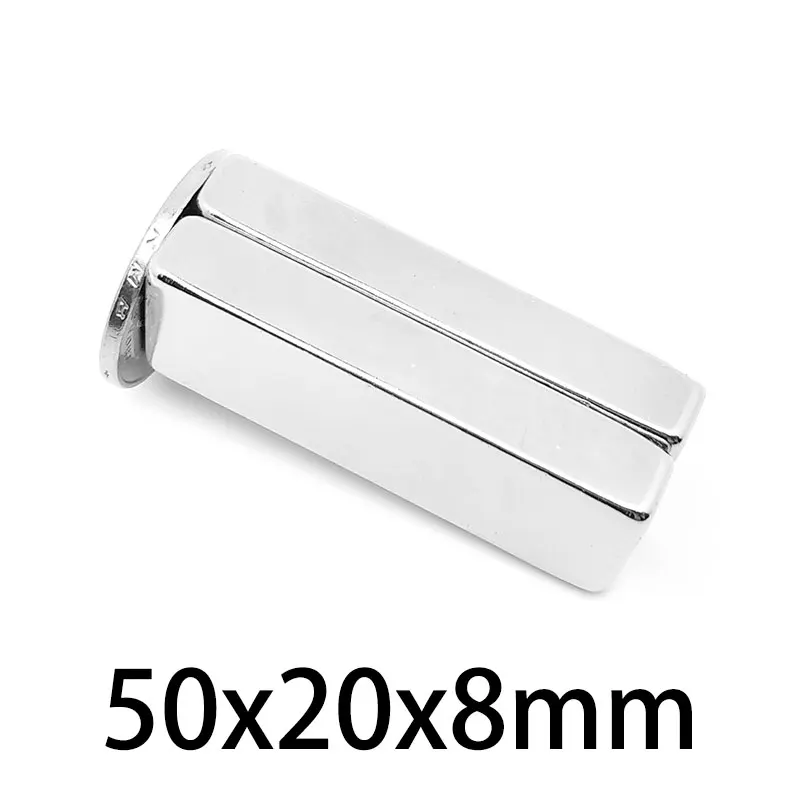 

1/2/5PCS Strong Magnetic Sheet 50x20x8mm Rectangular Neodymium Magnets Rare Earth N35 Block Magnet 50*20*8mm Imanes De Neodimio