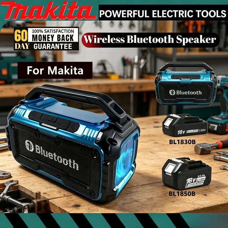 

Аккумулятор Makita для беспроводной Bluetooth-колонки Makita, портативные колонки с объемным звучанием, двухканальный сабвуфер, 3D-динамик для улицы