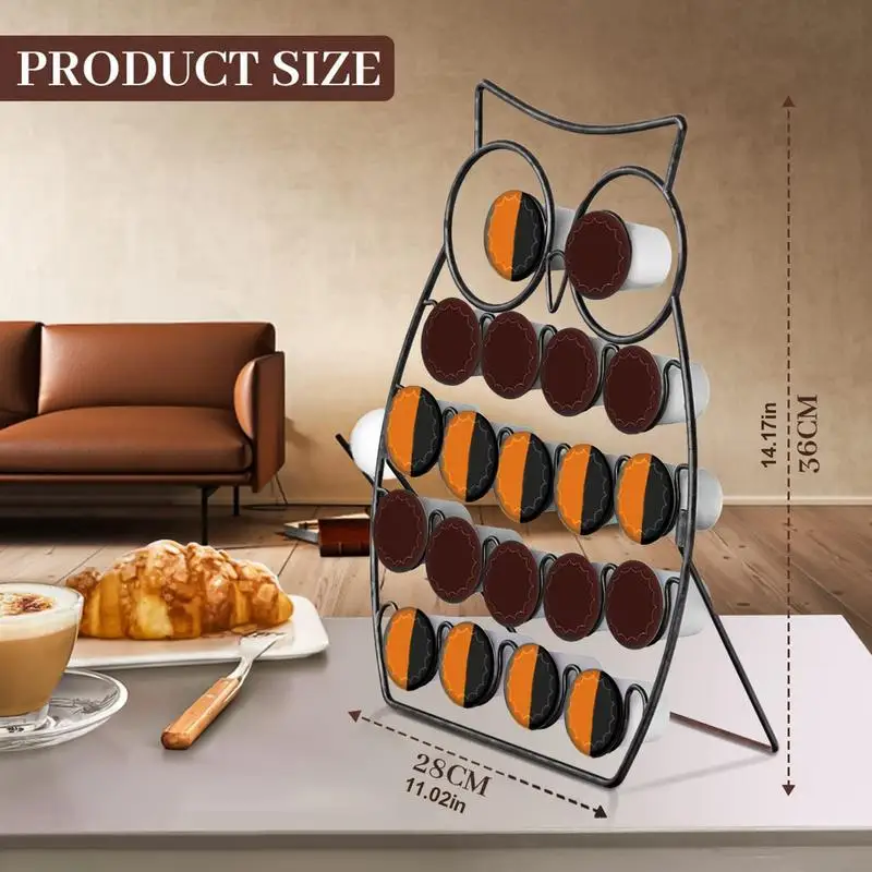 Coffee Pod Storage Rack Owl Shape Espresso Pod Keeper Storage Detachable Espresso Pod Rack Stand Holds 20 Pods For Kitchen