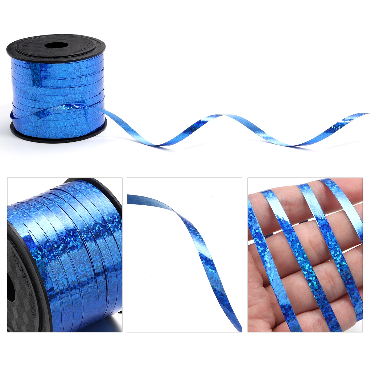 100yards/roll Plastic Laser Ribbon 5mm Rainbow Balloon Ribbons for Cake Gift Box Packaging Party Wedding Decoration Accessories