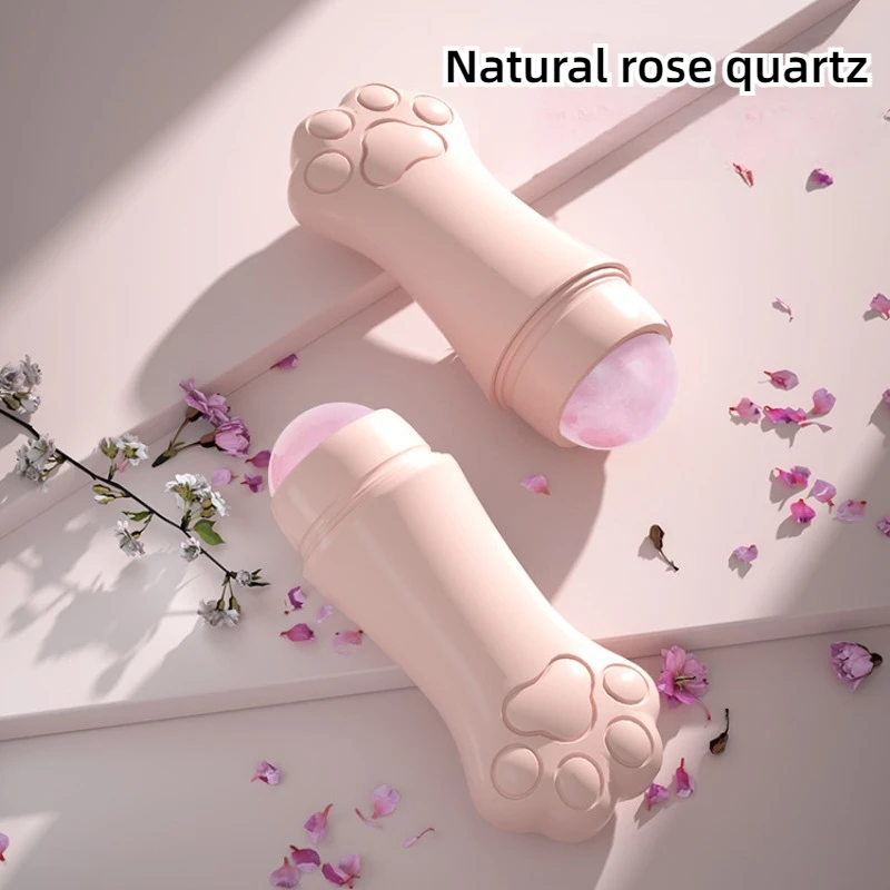 New Face Skin Care Tools Natural Rose Quartz Face Oil Absorbing Roller Volcanic Stone Oil Absorber Washable Jade Roller Massager