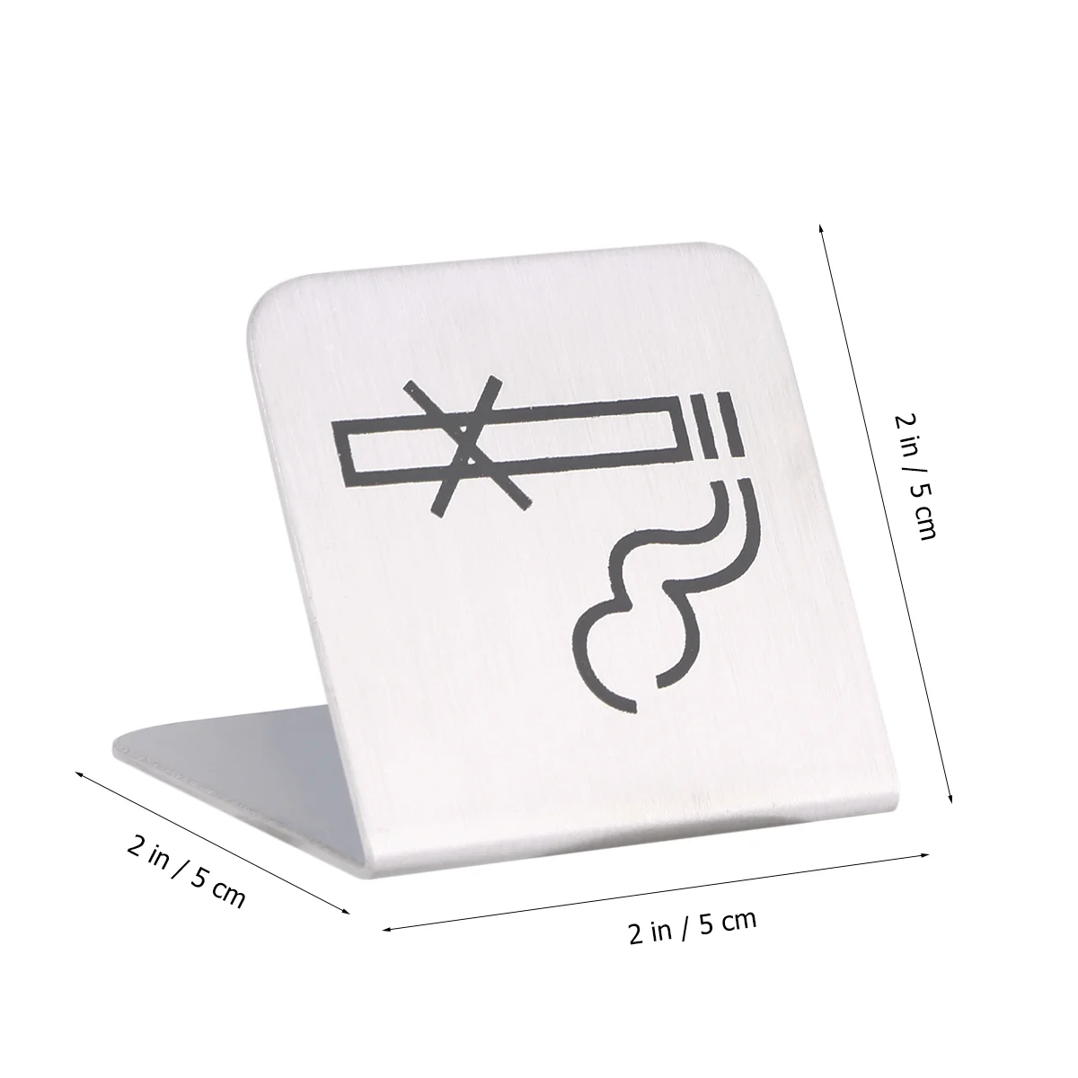 Panneau de signalisation en acier inoxydable, emblèmes de bureau, non-fumeur, table, tente, argent, double face