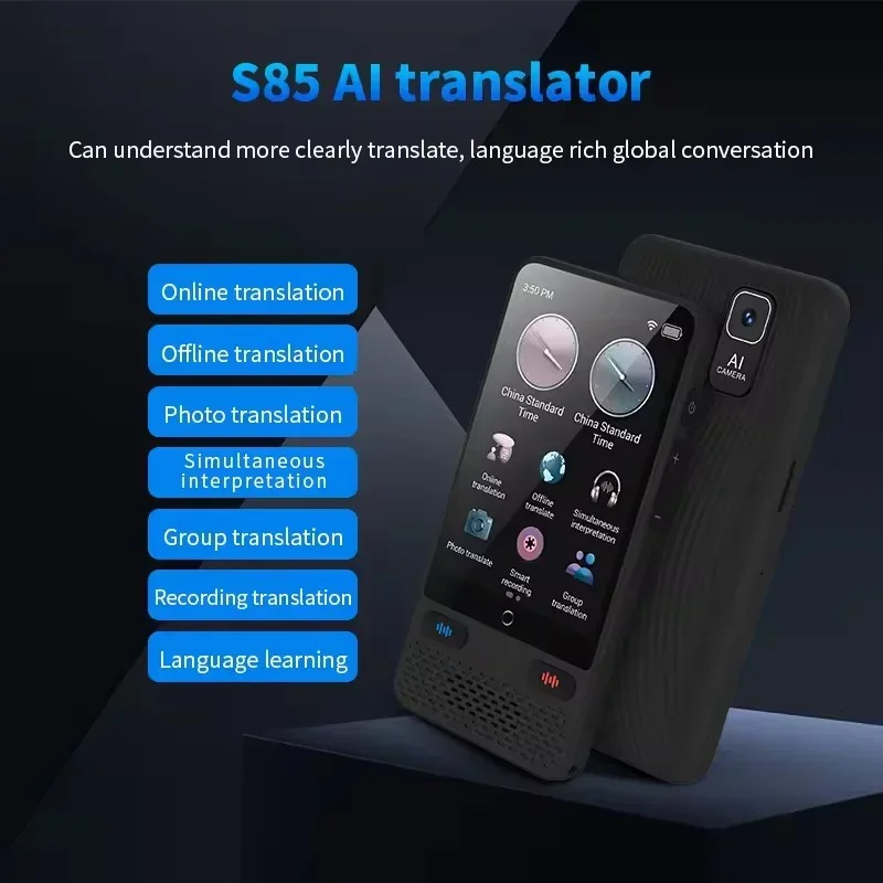 Portable S85 Translator Device Big Screen 138 Languages Voice Intelligent Real-time Translating Offline Translation Hot Sale New