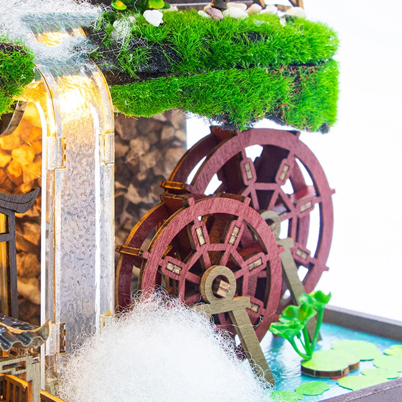 Modello di edificio in miniatura da cortile vintage per casa delle bambole in legno fai-da-te con kit di mobili Grande villa assemblare giocattolo regalo per bambini per adulti