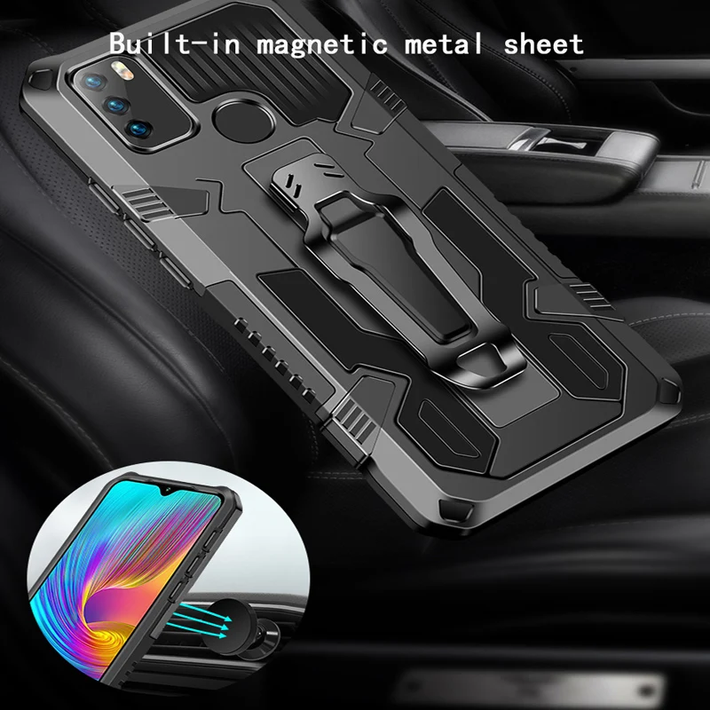 

Armor Shockproof Case For Infinix Hot 11S 10S 9 12 Play Note Pro Lite Belt Clip Concealed Bracket Back Cover Fundas