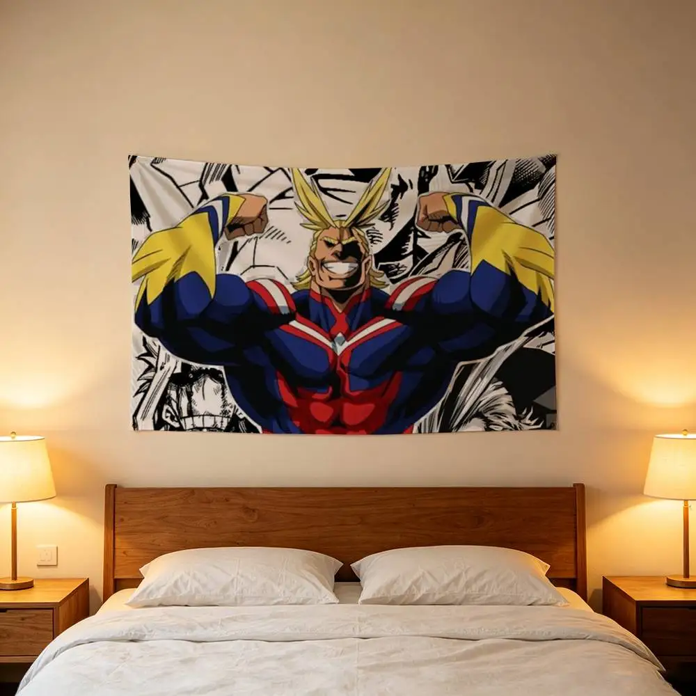 Cartoon Character All Might Flag Digital Printing Banner for Garage Wall Out Door Decoration