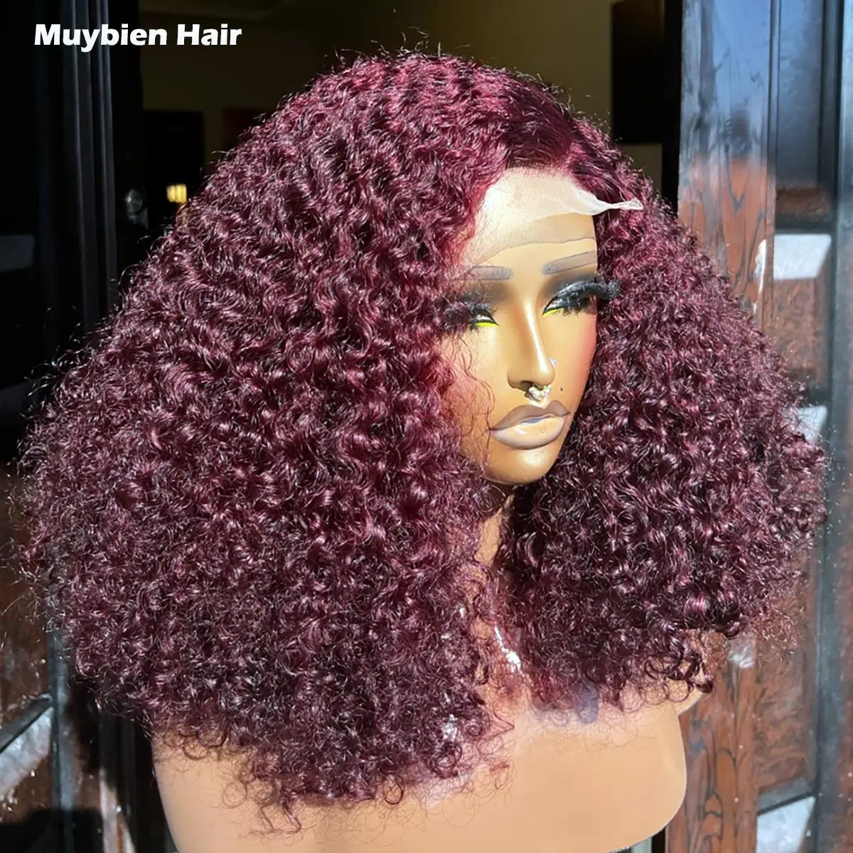 

Парик из натуральных волос, 300 плотности, 99J, бордовый, кудрявый, боб, супер двойной вытяжки, винного цвета, с кружевной передней частью, пикси-каре, без клея, готовый к носке