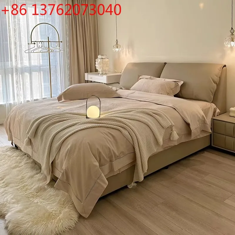 

Brown European Double Bed Design Minimalist Unique Japanese Modern Pliable Double Bed Frame Storage Cama Matrimonial Furniture