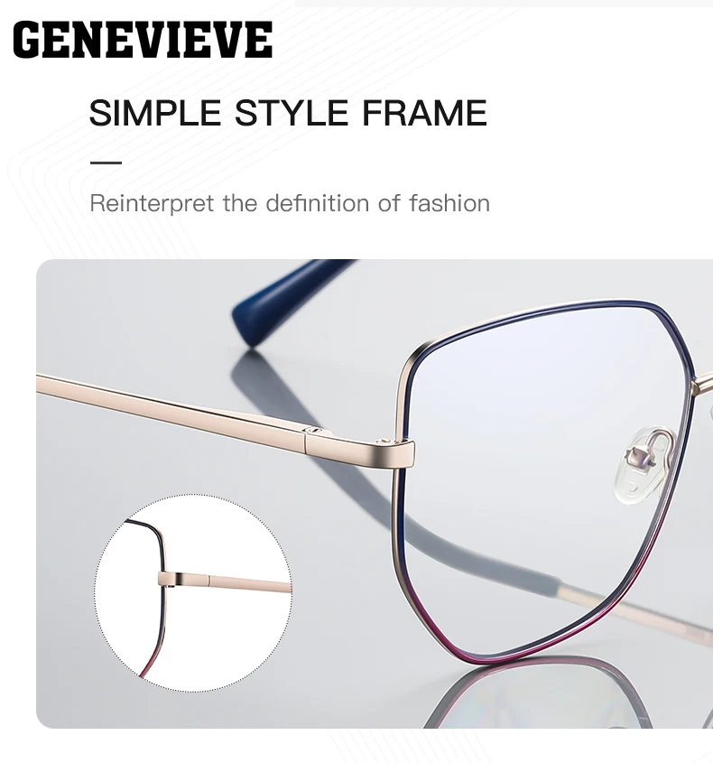 نظارات GENEVIEVE المعدنية الهندسية الناضجة المخصصة للنساء من قبل وصفة طبية لمكافحة اللونية الزرقاء في ستة ألوان PFD3093 #4