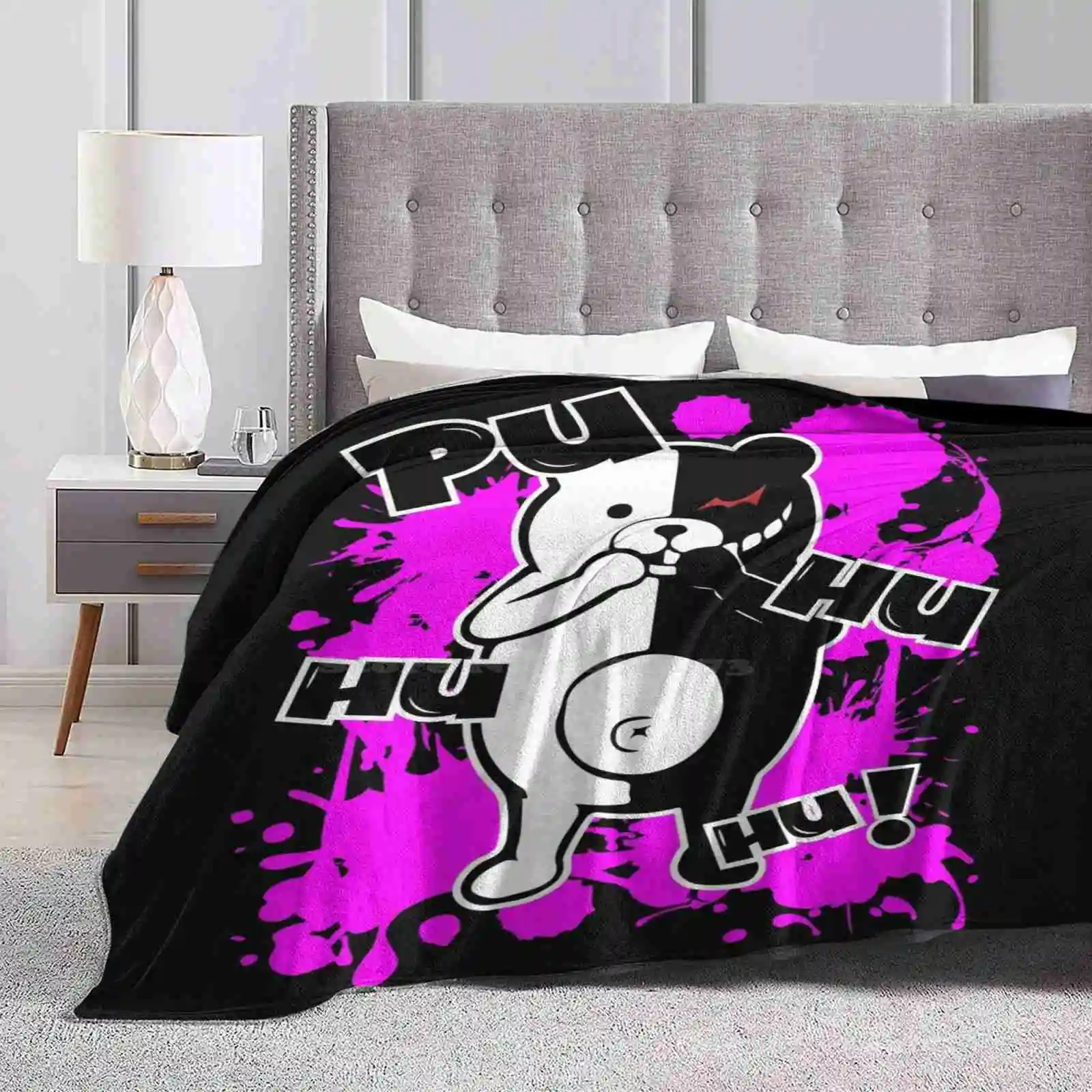 Monokuma Danganronpa-Puhuhuhu Creative Design Light Thin Soft Flannel Blanket Danganronpa Monokuma Junko Enoshima Despair Hope