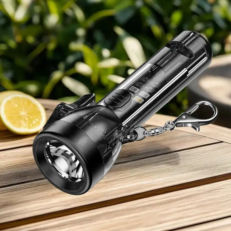 LED مصباح يدوي صغير المحمولة مفتاح الشعلة Camplight نوع-C شحن في الهواء الطلق الصيد المشي لمسافات طويلة صافرة الطوارئ المفاتيح مصباح