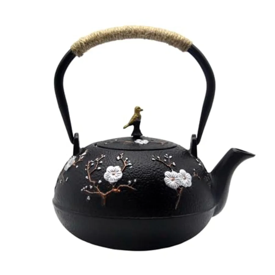 

Cast Iron Kettle Teapot Japanese Style Tetsubin Cast Iron Tea Kettle with Stainless Steel Infuser for Loose Tea Internal Enamel