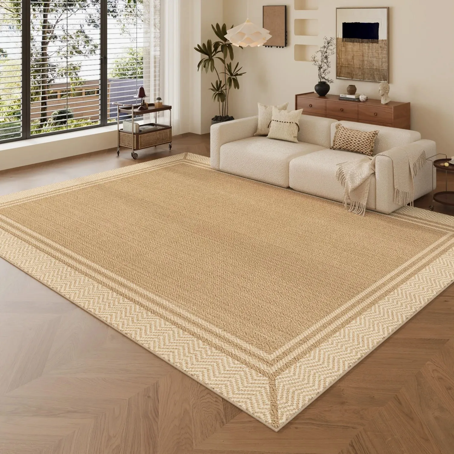 

Ковер для гостиной, нескользящий, машинная стирка, легко складывается, коричневый, текстурированный, большой размер, декоративный коврик для дома