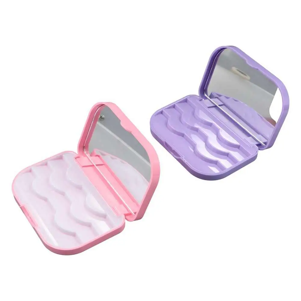 Empty False Eyelashes Storage Box With Makeup Mirror Plastic 3 Pairs False Eyelash Box Waterproof Fake Eye Lash Organizer Travel