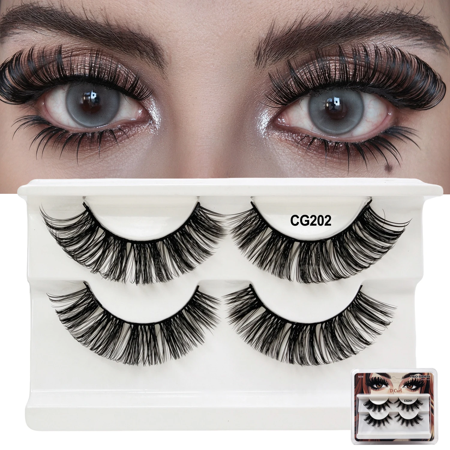 2 Pairs Pack Lash Strips Wispy Volume D Curl Russian Strip Lashes Bulk Wholesale Faux Cils Makeup False Eyelashes