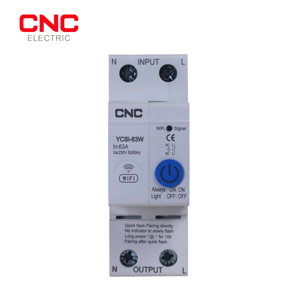 CNC 2P 63A WIFI Smart Switch  Energy Meter Kwh Metering Monitoring Timer Relay MCB TUYA Smartlife Voltage Current Protection