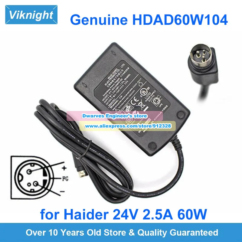 Genuine 24V 2.5A AC Adapter HDAD60W104 Power Supply 60W for HAIDER Charger 3PIN