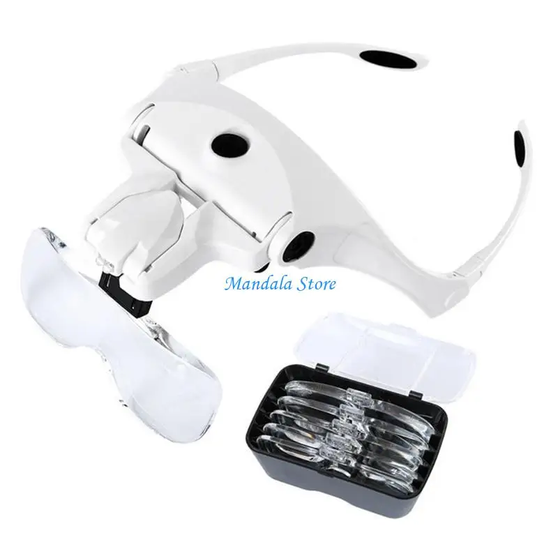 

U2JC LED Head Magnifier Hands Headband Glass with 2 Led Professio