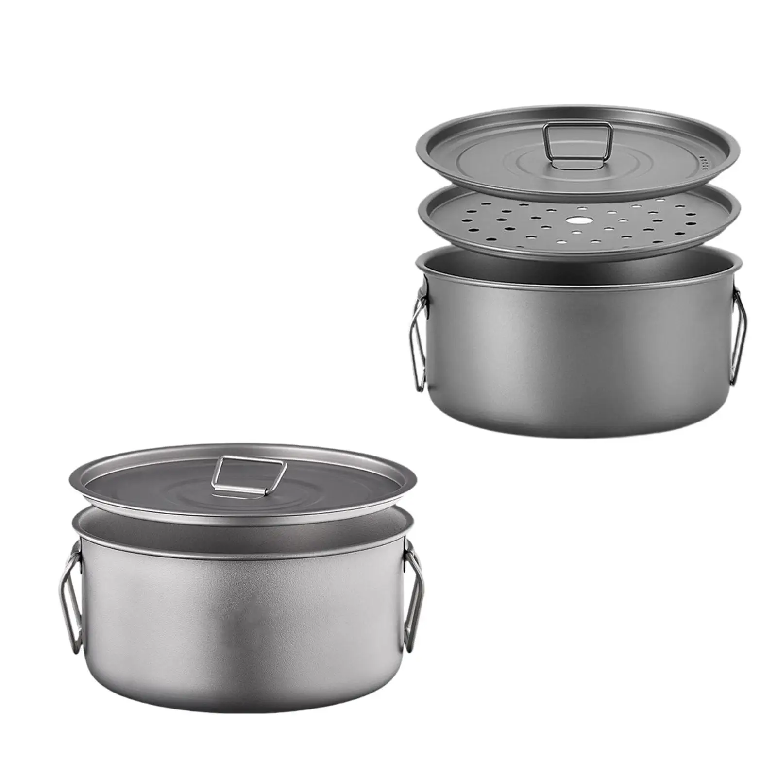 Camp Cooking Pot Camping Pot with Lid 2200ml Picnic Bowl Outdoor Cookware