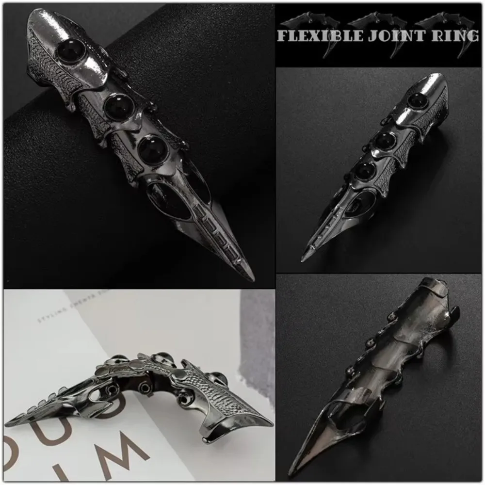 Black Metal Finger Claw Rings Full Finger Adjustable Adjustable Armor Ring Claw Shape Unique Design Skeleton Full Finger Rings
