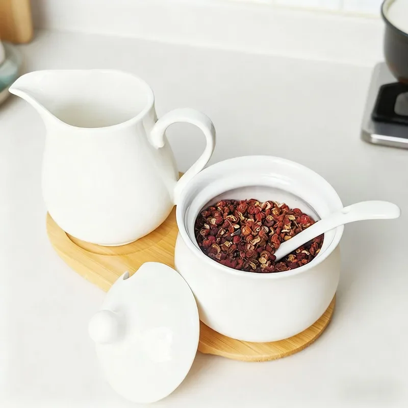 Ceramic Seasoning Jar, Oil Bottle, Salt and Pepper Bottle, Sugar Bowl, Milk Pot, Seasoning Box, Sauce Pot, Kitchen Supplies