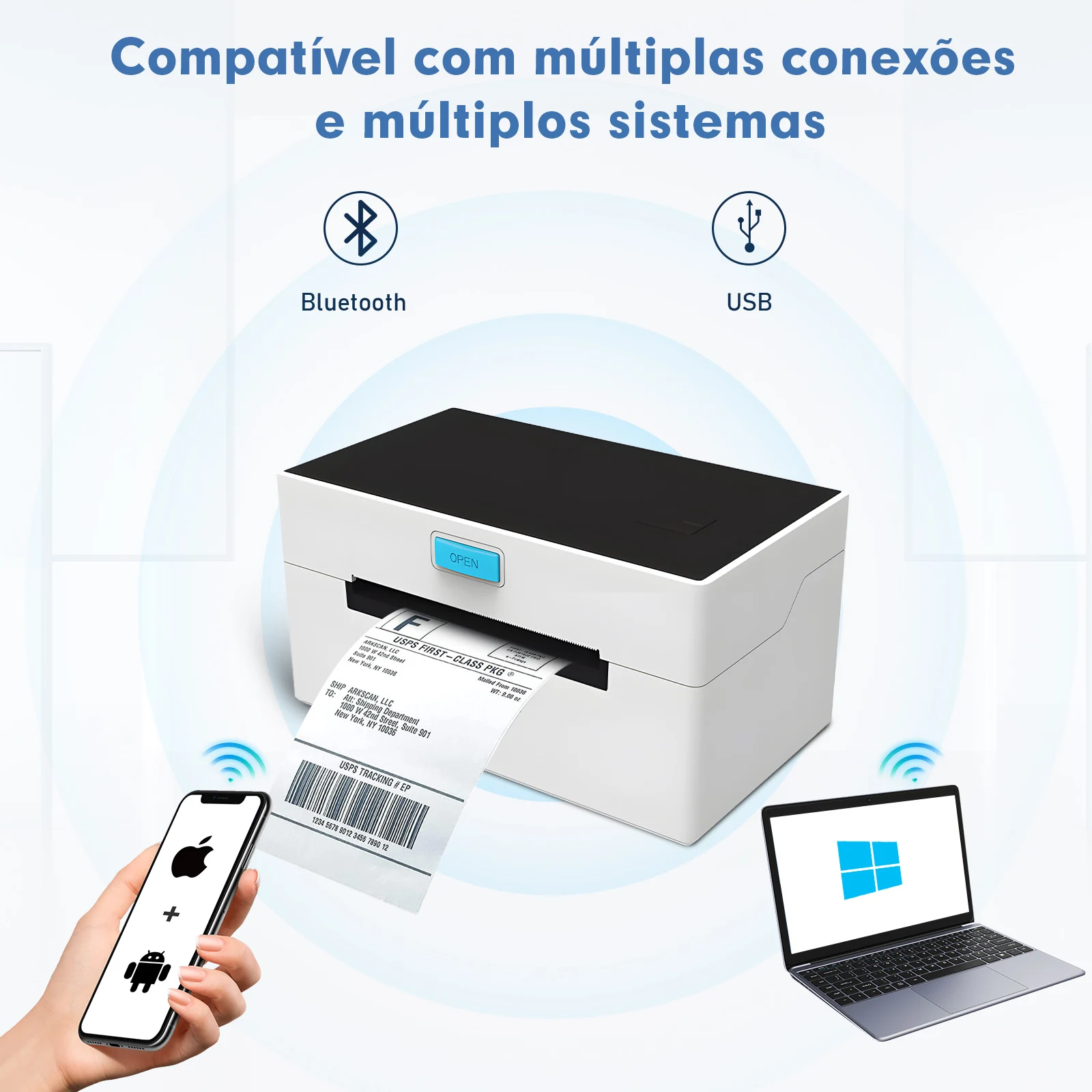 Portable Bluetooth thermal printer, portable thermal printer, label printer, mini portable printer, mini printer