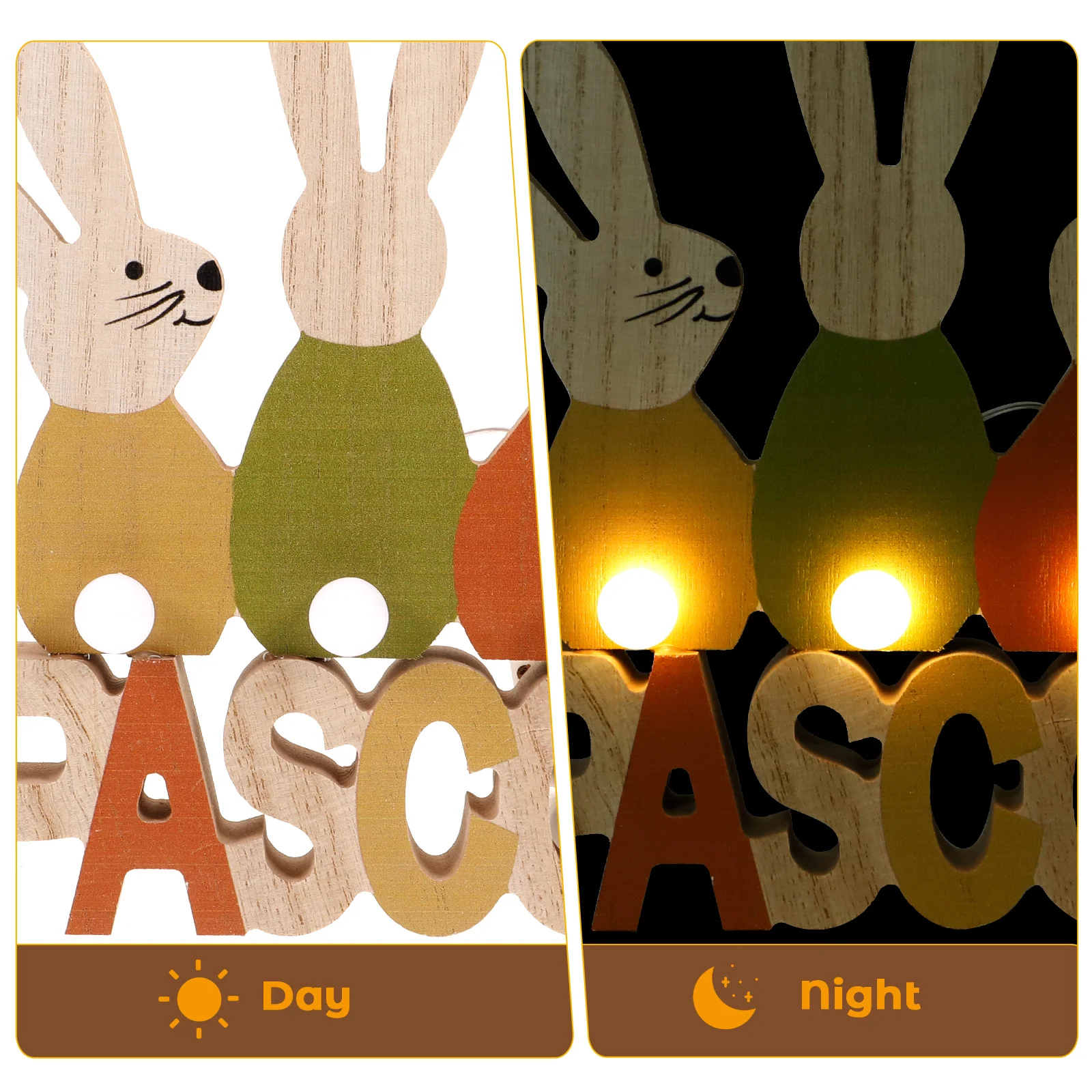 

Wooden Easter Centerpiece Decor Luminous Rabbit Egg Shape Home Easter Table Decoration nament Desk Centerpiece