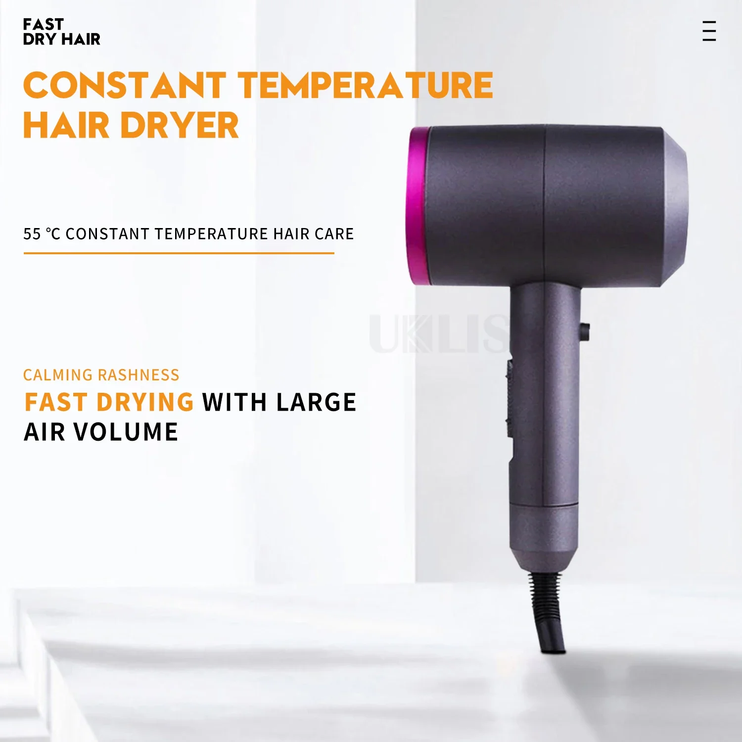 Professional Salon Ionic Hair Dryer with Diffuser & Concentrator - Powerful Fast Drying