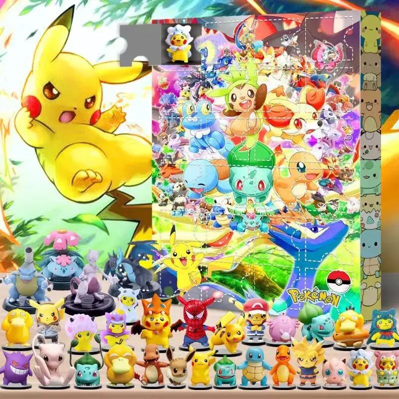 Pokemon Navidad nuevo producto caja ciega calendario 24 días Dongdongle modelo hecho a mano regalo de Navidad para niños juguete de Festival