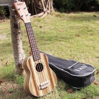 21 Inch Soprano Ukulele Zebra Wood 15 Fret 4 Strings Guitar + Bag + Tuner + String + Strap + Cloth