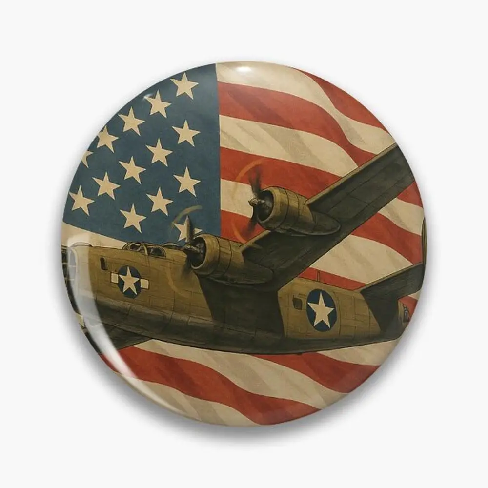 B24 الليبرator خمر WW2 المشارك دبوس أزرار دبابيس دبوس مجوهرات الإكسسوار تخصيص بروش شارات التلبيب الموضة