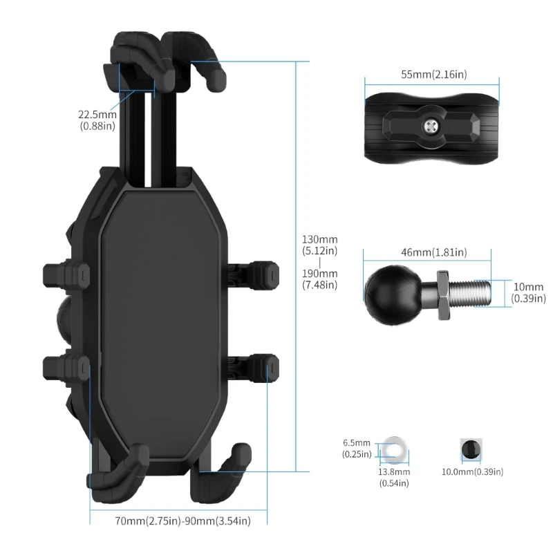 Robusto supporto per telefono da bici M17B, smorzamento delle vibrazioni, adatto per telefoni cellulari da 4,7-7,1 pollici con a