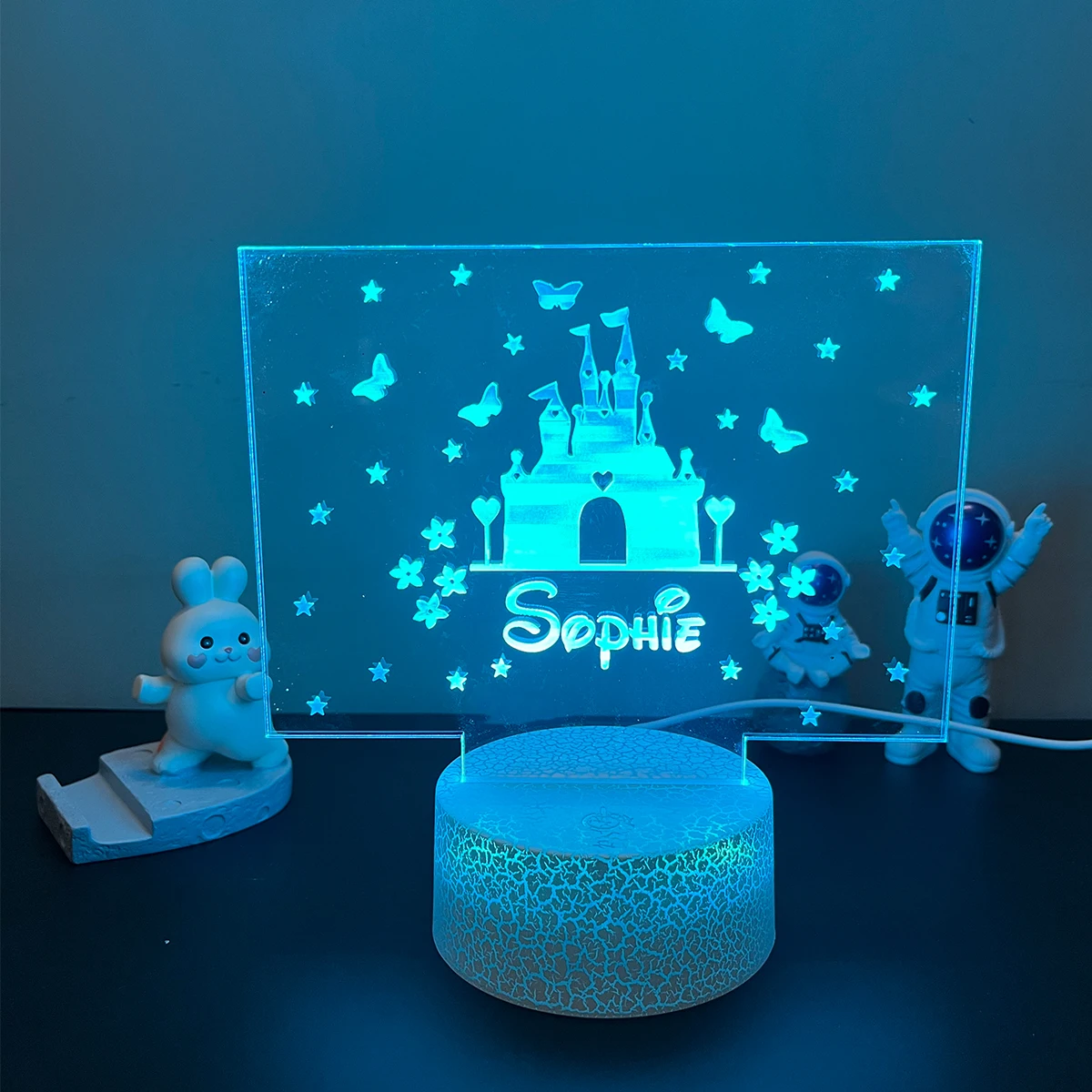 Castle-Custom Name LED Night Light para decoração do quarto em casa, 3D Indoor Nightlight, Iluminação Presentes para crianças, Brinquedo