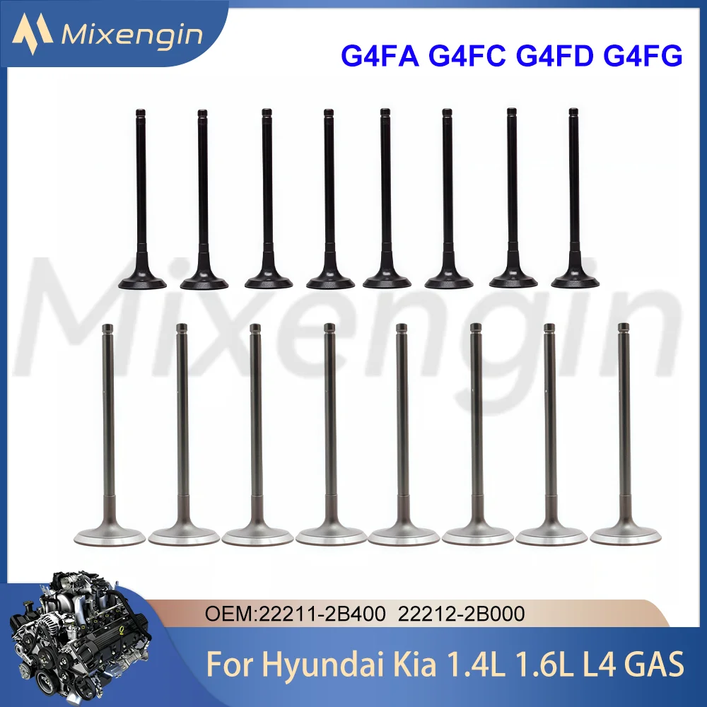 Auto Engine Parts Intake & Exhaust Valve Set Kit For Hyundai Kia 1.4 1.6 L T L4 GAS G4FA G4FC G4FD G4FG 2006-2023 22211-2B400