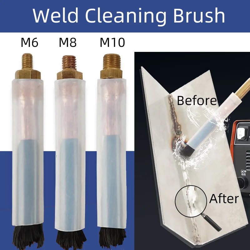 10+1 PCS Weld Cleaning Brush M6/M8/M10 Thread Carbon Fibre Polish Welding Brush For Tig Mig Weld Bead Joint Cleaning Polishing