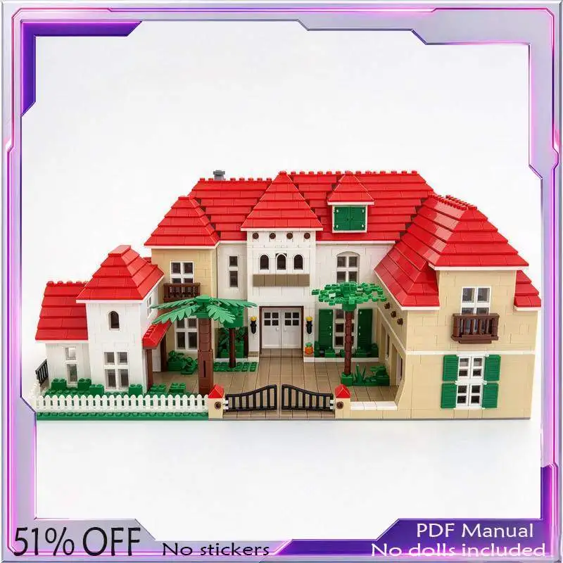3544PCS Seaside Beach Villa House Model Building Blocks MOC Custom Modular Architecture Creative DIY Assembly Display Toy Gift