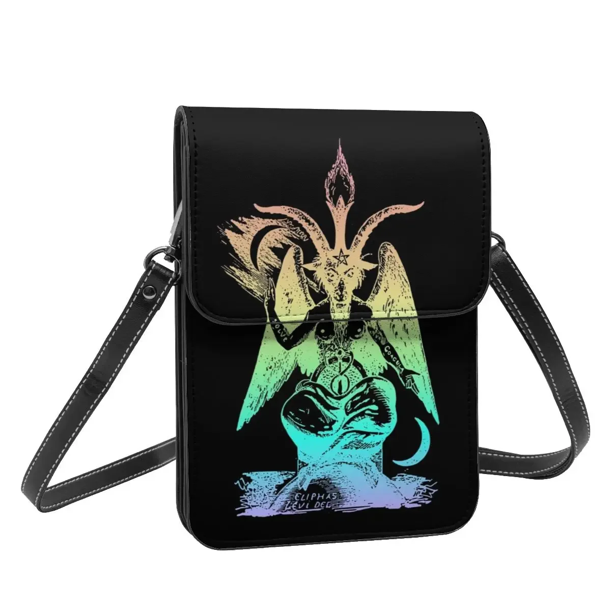 Pastel Rainbow Baphomet Shoulder Bag demon pastel goth gothic Outdoor Woman Mobile Phone Bag Gifts Funny Leather Bags